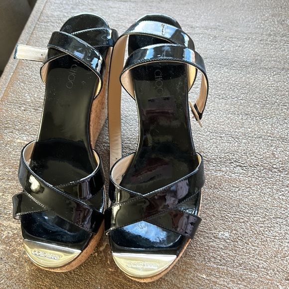 Size 39 black patent Jimmy Choo wedges - Picture 2 of 2